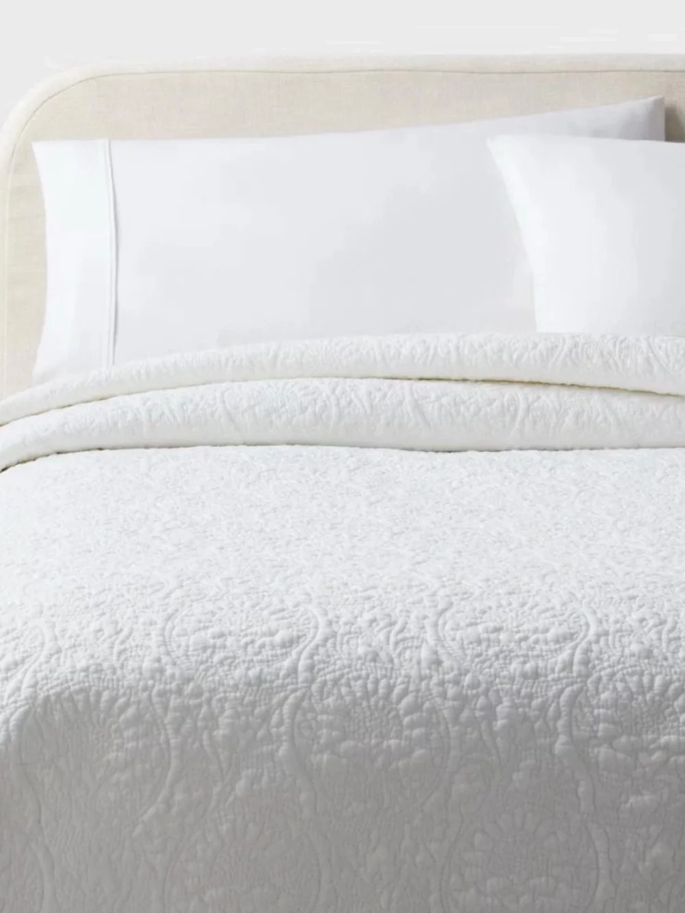 Hearth & Hand White Quilted Coverlet with Textured Pattern